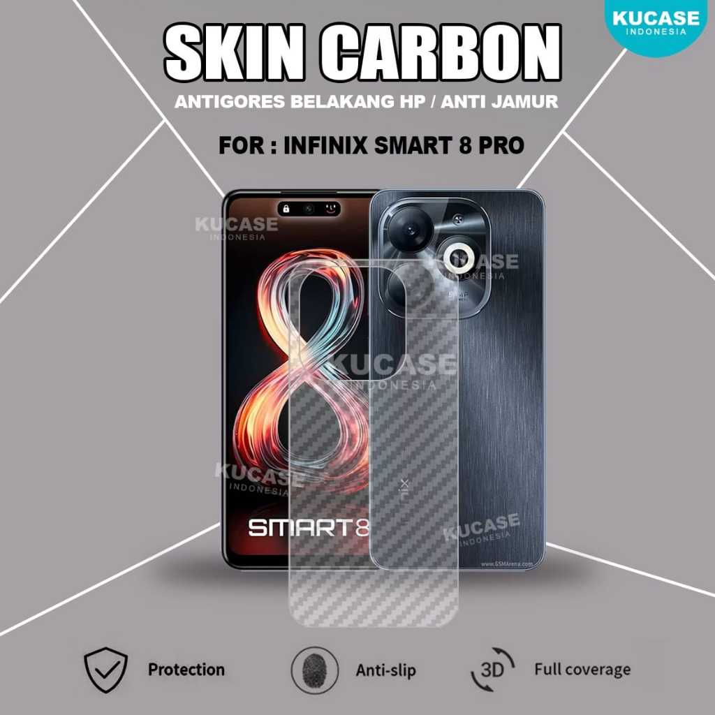 Infinix Smart 8 Infinix Smart 8 Pro Garskin Anti Gores Belakang Skin Carbon Transparan Infinix Smart 8 Infinix Smart 8 Pro