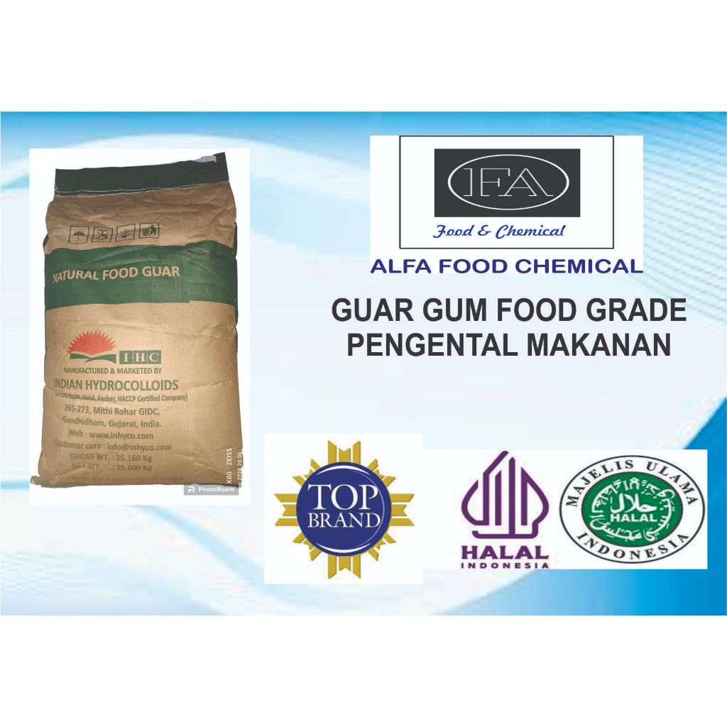 

GUARGUM KEKENTALAN 5000-5500 CPS FOOD GRADE PENGENTAL MAKANAN PACKINGAN @ 1 KG DAN 25 KG