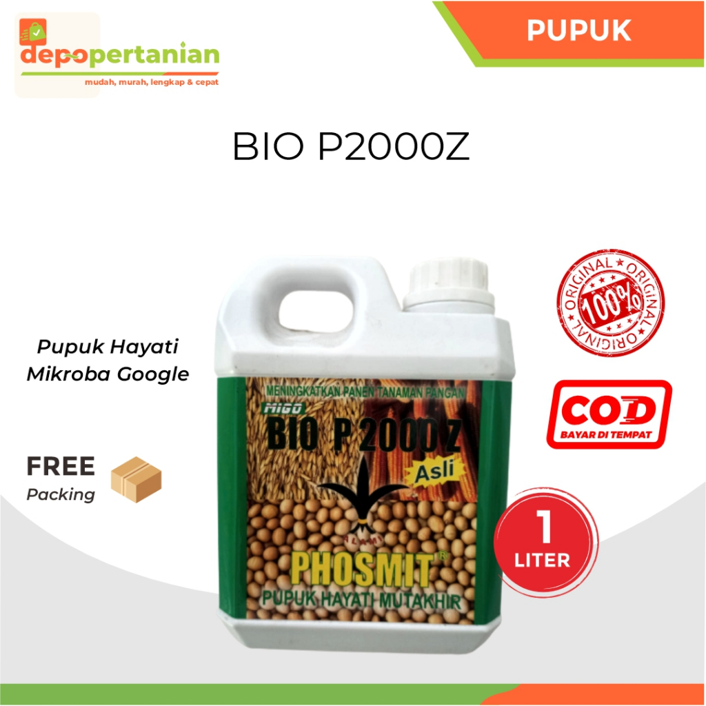 Depo Pertanian - Bio P2000Z 1 Liter Pupuk Organik Hayati Cair Mikroba Google Penyubur Tanaman
