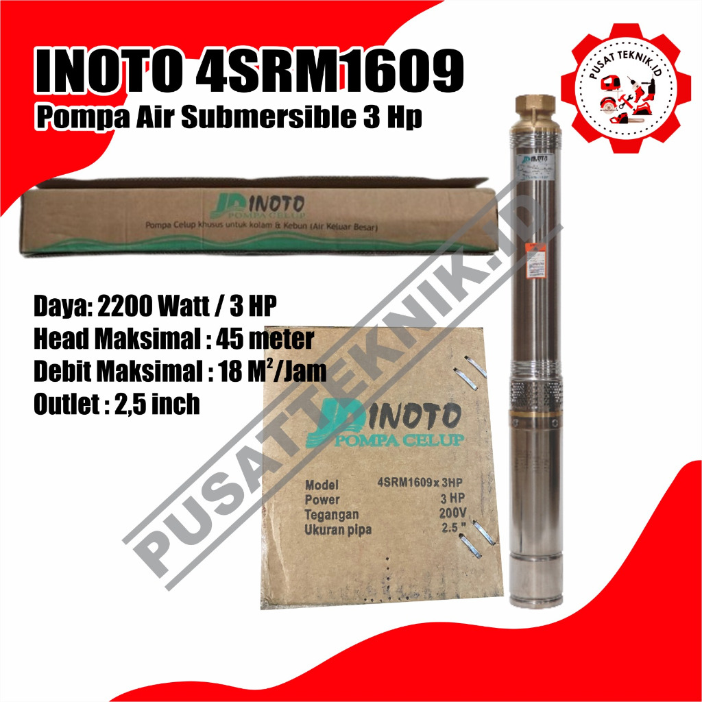 POMPA SUBMERSIBLE INOTO 4SRM 1609 3 HP 2,5" POMPA CELUP SUBMERSIBLE 4SRM1609