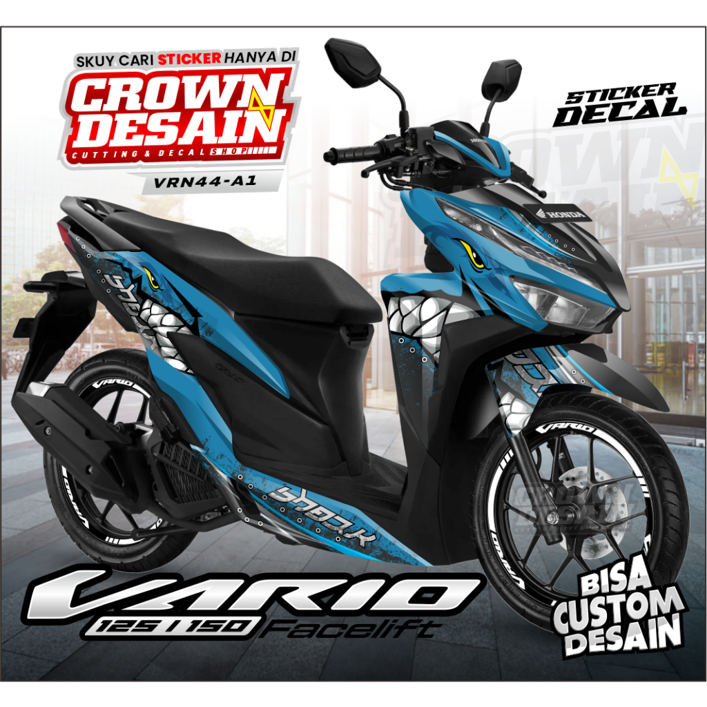 Aksesoris Motor Sticker Decal Honda Vario New 2018-2021 150 Shark - Decal Vario 150 - Sticker Motor 