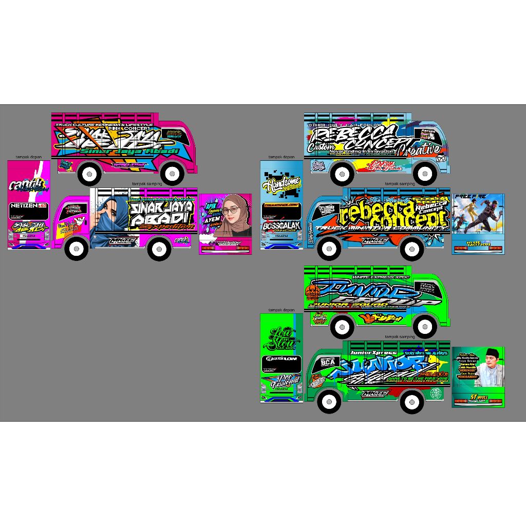 stiker truck miniatur