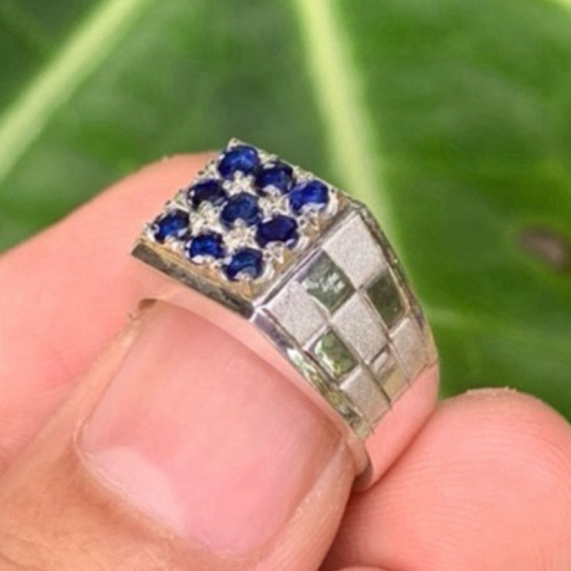 Silver Ring Blue Saphire for Man