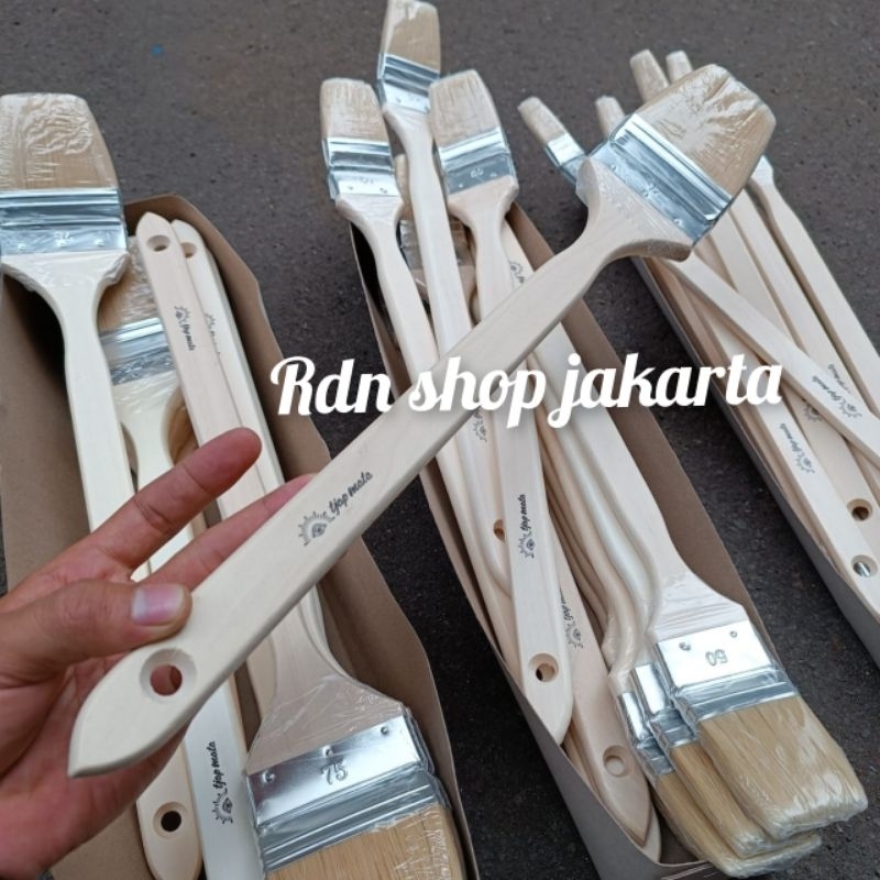 Kuas cat 1 inch 2 inch 3 inch gagang panjang 40 cm Tjap Mata Kuas bengkok 1 inch 2 inch 3 inch gagan