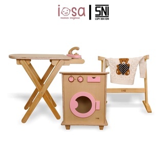 iosa Mesin Cuci Mainan / Setrika Kayu Mainan / Meja Setrika Mainan / Mainan Jemuran Baju / Launndry 