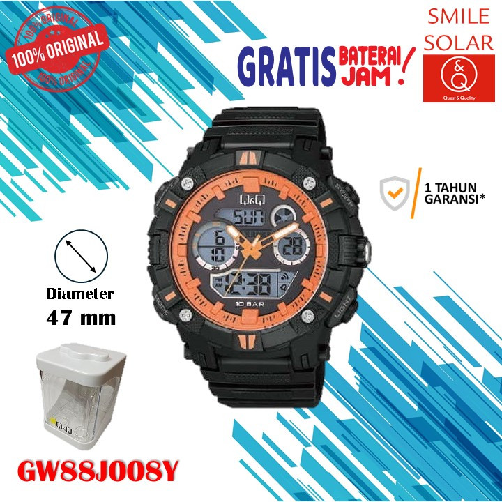 Jam Tangan Pria Casual Sporty Digital Double Time Original Q&Q QnQ QQ GW88 GW88J Diameter Besar