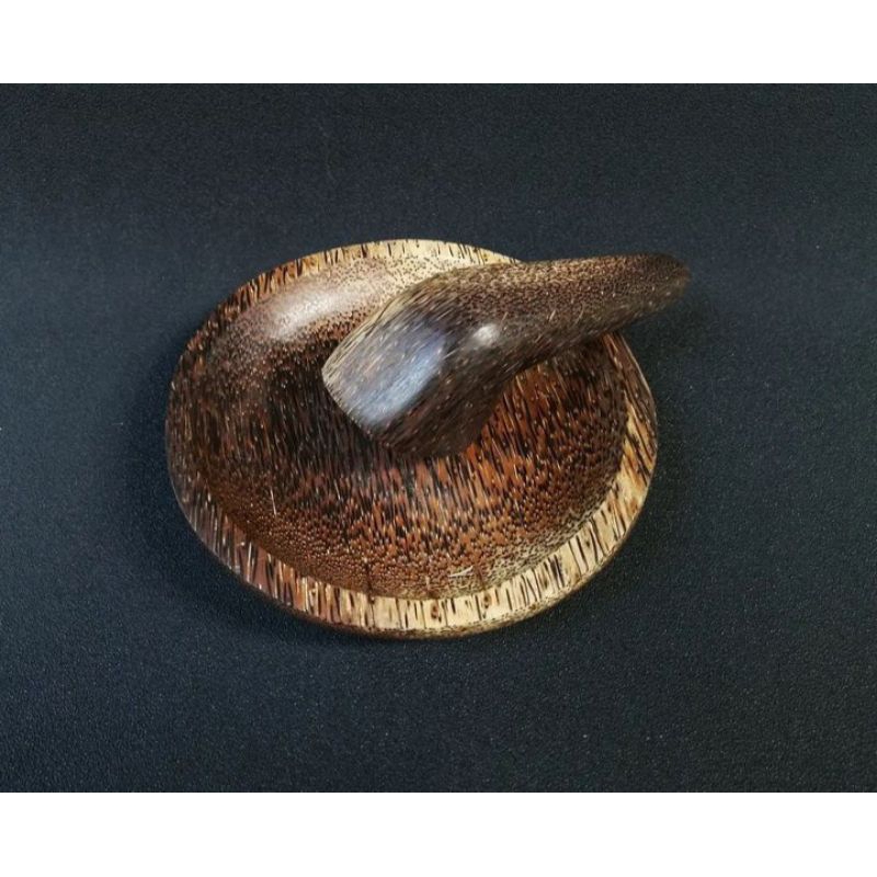 Cobek Kayu Aren/Ulekan Cabe/Cobek Aren/ Cobek Satu Set Dengan Ulekan