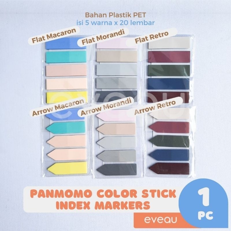 

Panmomo Color Stick Index Markers Isi 100 Lembar Label Warna Penanda Catatan Tempel