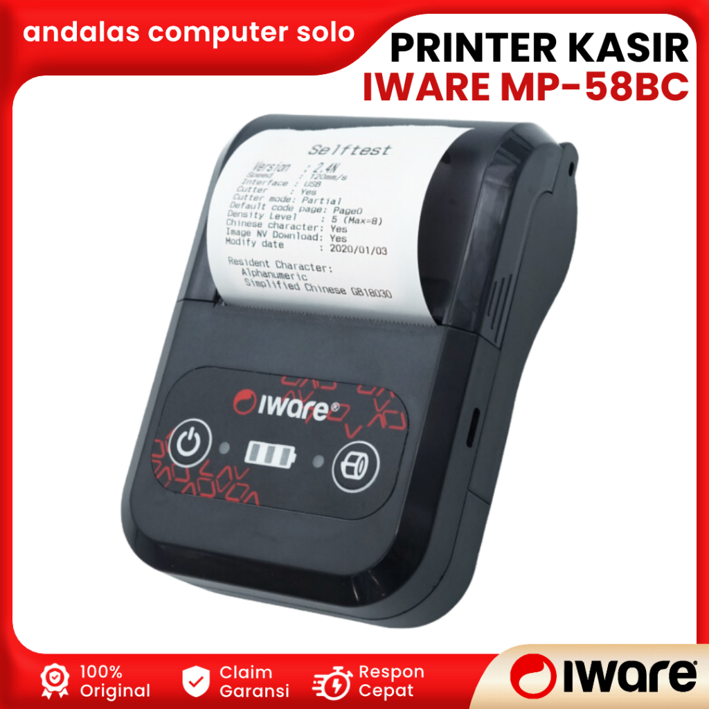 PRINTER KASIR BLUETOOTH PRINTER NOTA MINI IWARE MP-58BC MP58BC PRINTER STRUK NOTA KASIR PERTAMINI 58