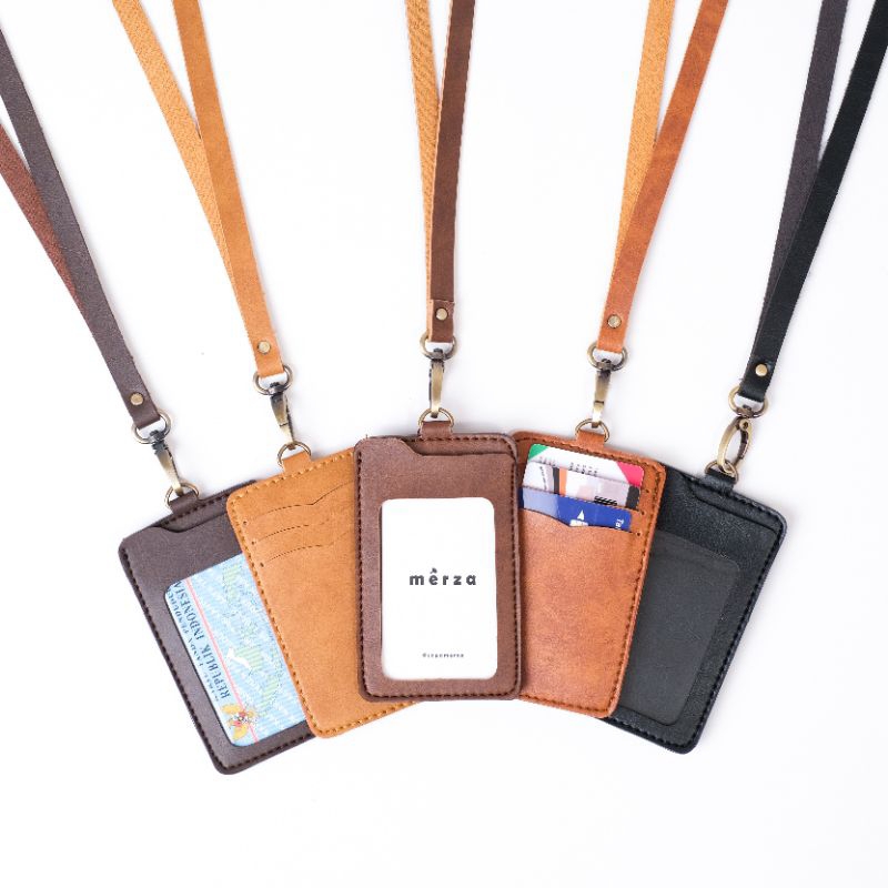 

merza - ID Card Holder Lanyard Nametag Kulit | Samer