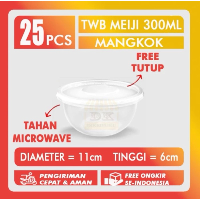 Mangkuk Mangkok Plastik Thinwall Bowl bulat 300ml Cup Puding 300ml