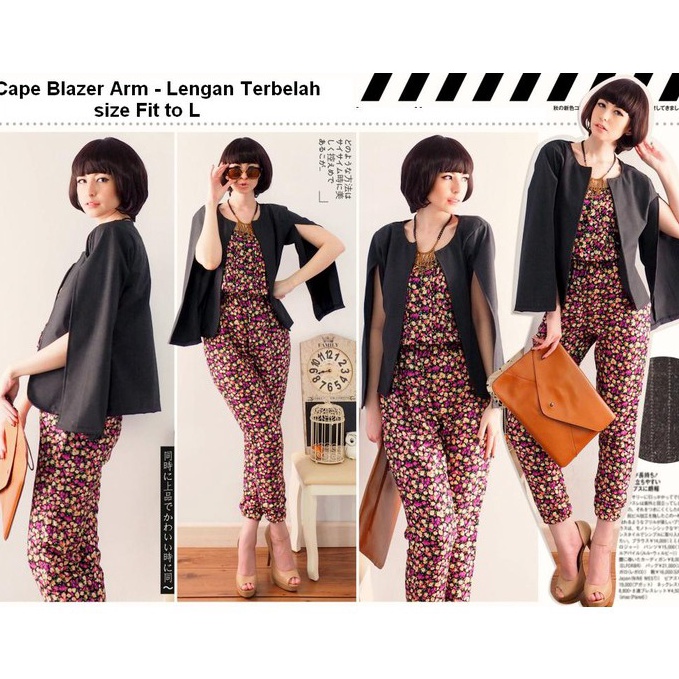 KODE J97C Cape Blazer Lengan Belah