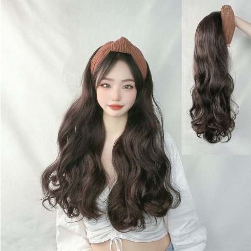 Wig Bando Cantik Wanita Simple Elegan Korean Version Wig Bando Panjang Wanita Hairclip Korea Rambut 