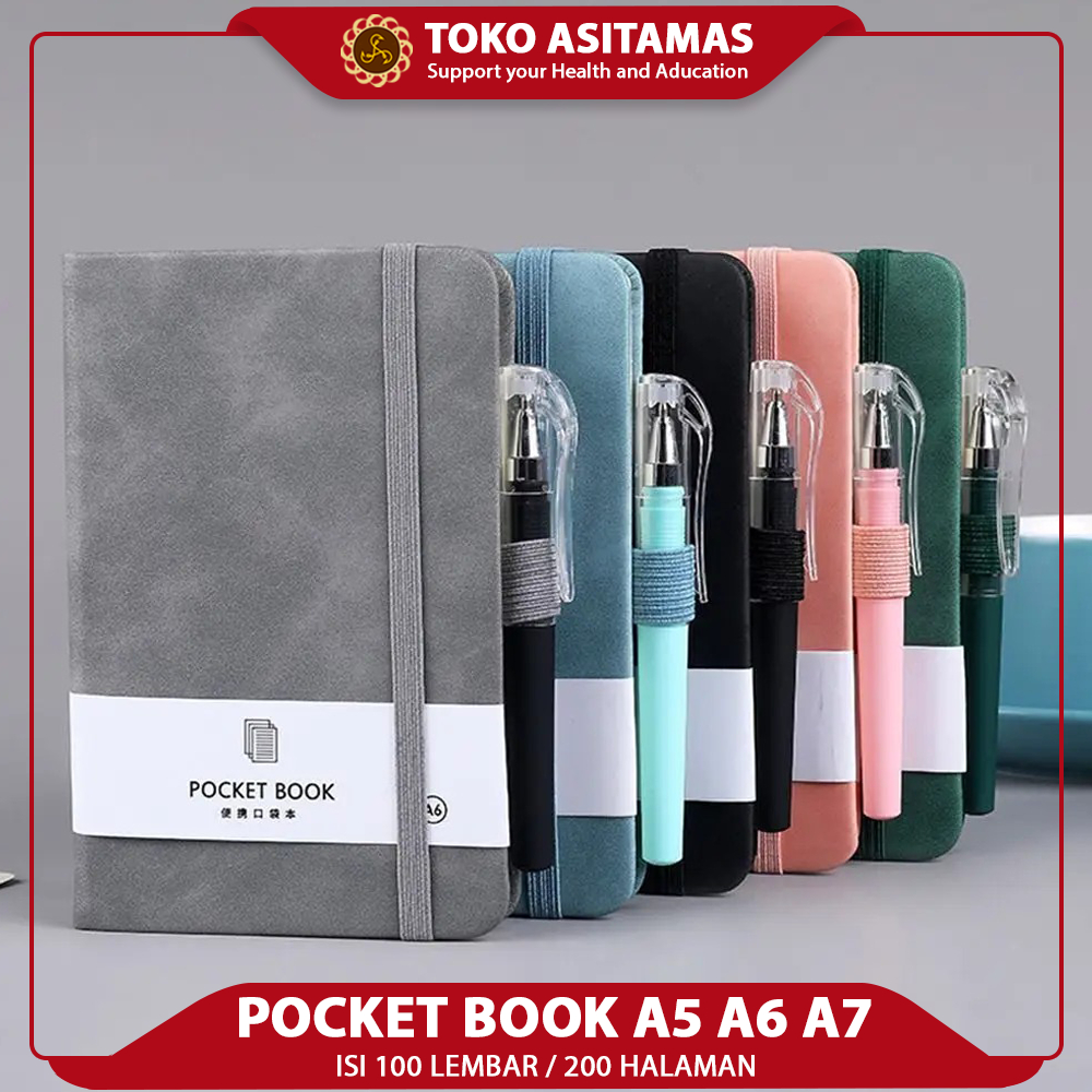 

Buku Catatan A5 A6 A7 Agenda Kerja Harian Notebook Aesthetic with Pen Holder Pocket Book