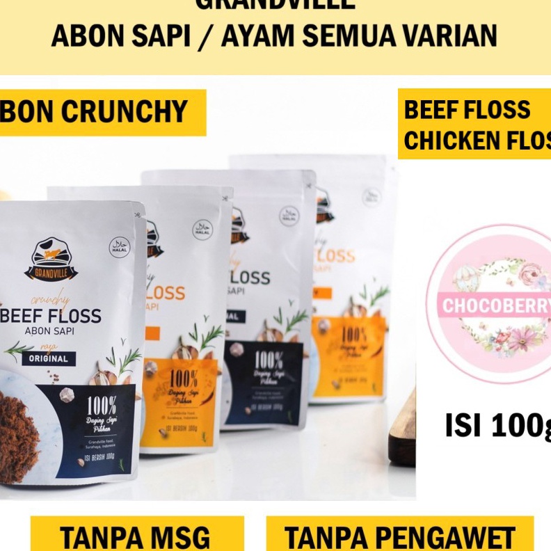 

Terbatas Grandville Abon Sapi Abon Ayam 1gr Crunchy Beef Floss Chicken Floss Fish Original Spicy