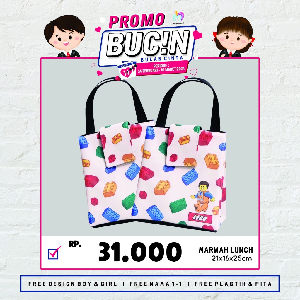 MARWAH LUNCH BAG / SOUVENIR ULTAH CUSTOM / TAS ULANG TAHUN CUSTOM NAMA / SOUVENIR CUSTOM NAMA