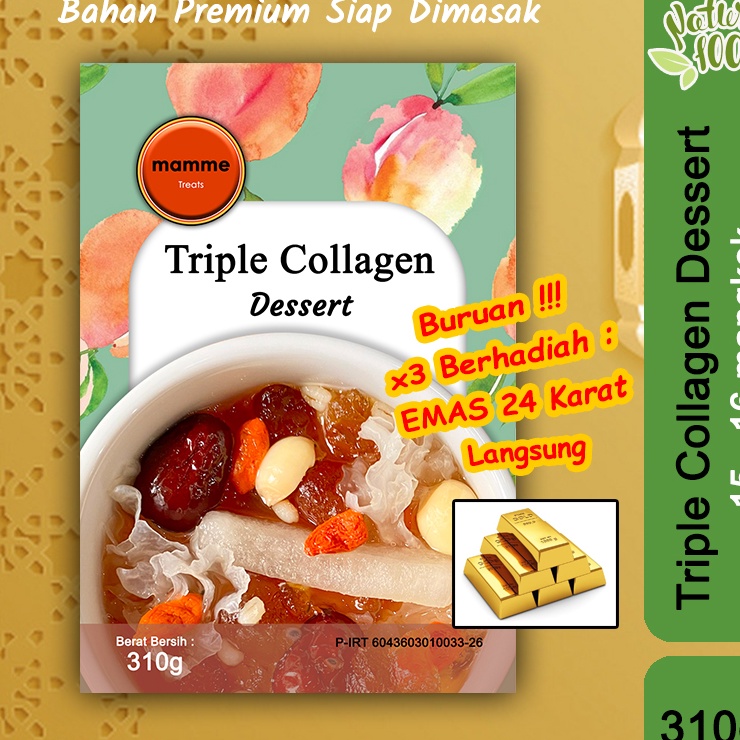 

HJ6 Mamme Paket Triple Collagen Dessert Komplit 111cups 31gr Peach Gum Snow Bird Nest Honey Locust TCM