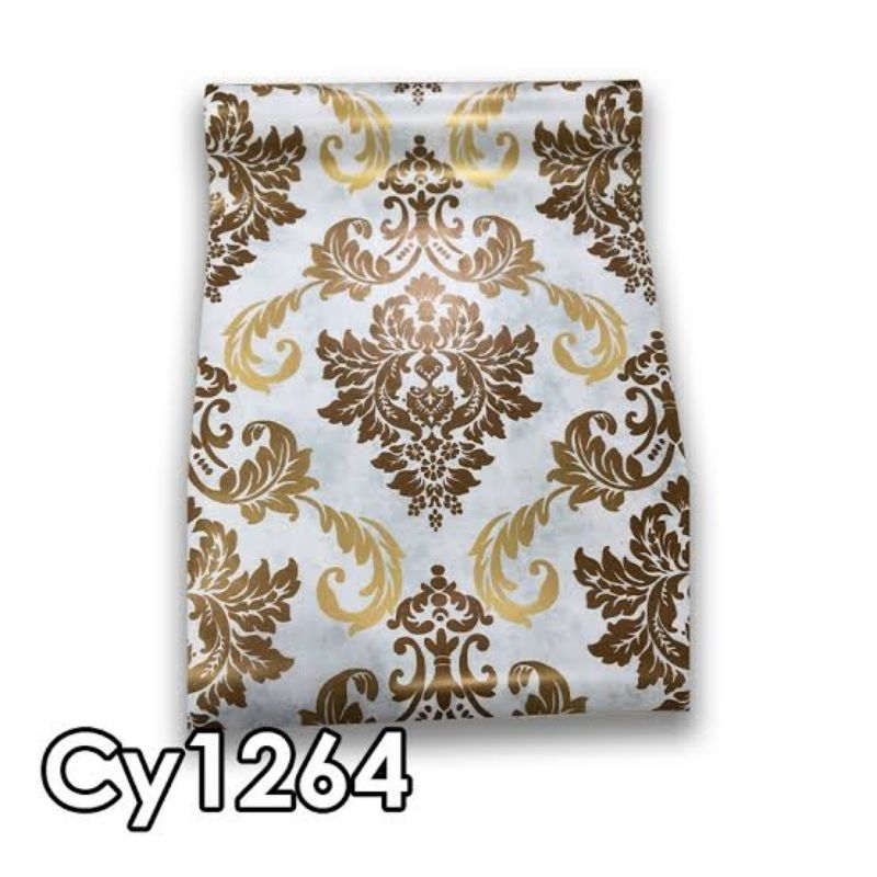 Baru Murah Wallpaper Stiker Dinding Motif Batik Coklat Emas - Brown Gold Damaskus Mewah Klasik Elega