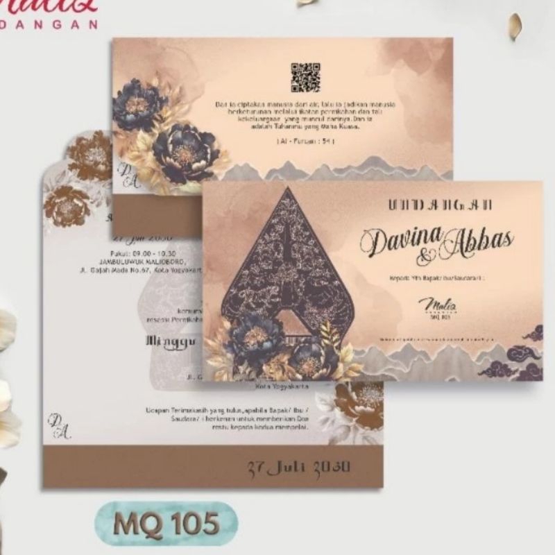 Undangan Pernikahan Murah, Cantik, Elegan, dan berkualitas Desain MQ105