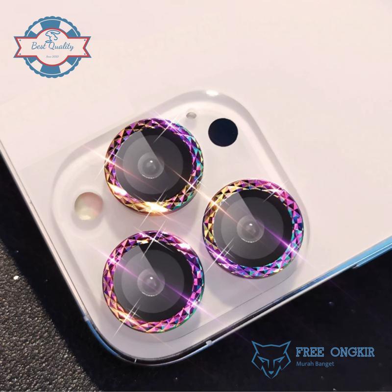 Camera Lens Lensa Kamera Metal For Iphone Tempered Glass 11 12 13 14 15 Pro Max Plus Promax Pelindun