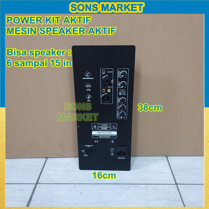 POWER KIT MESIN KIT SPEAKER AKTIF 300 WATT UKURAN 16x38 CM 12inch 15inch
