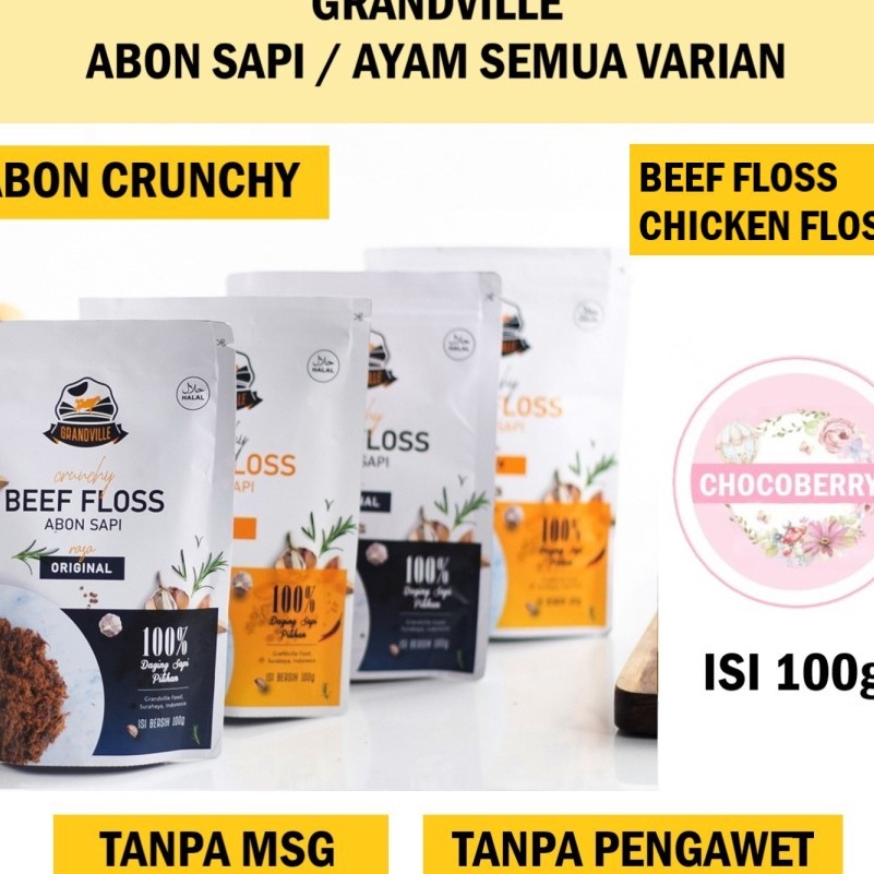 

KP8 Grandville Abon Sapi Abon Ayam 1gr Crunchy Beef Floss Chicken Floss Fish Original Spicy