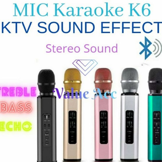 KI3 Mic K6 Mic Wireless Bluetooth Karaoke Player K6 Microphone Speaker KTV Efek