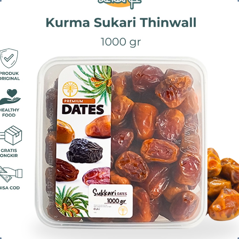 

Terbatas Kurma Sukari 1 Kg Thinwall Kurma Raja Premium Original