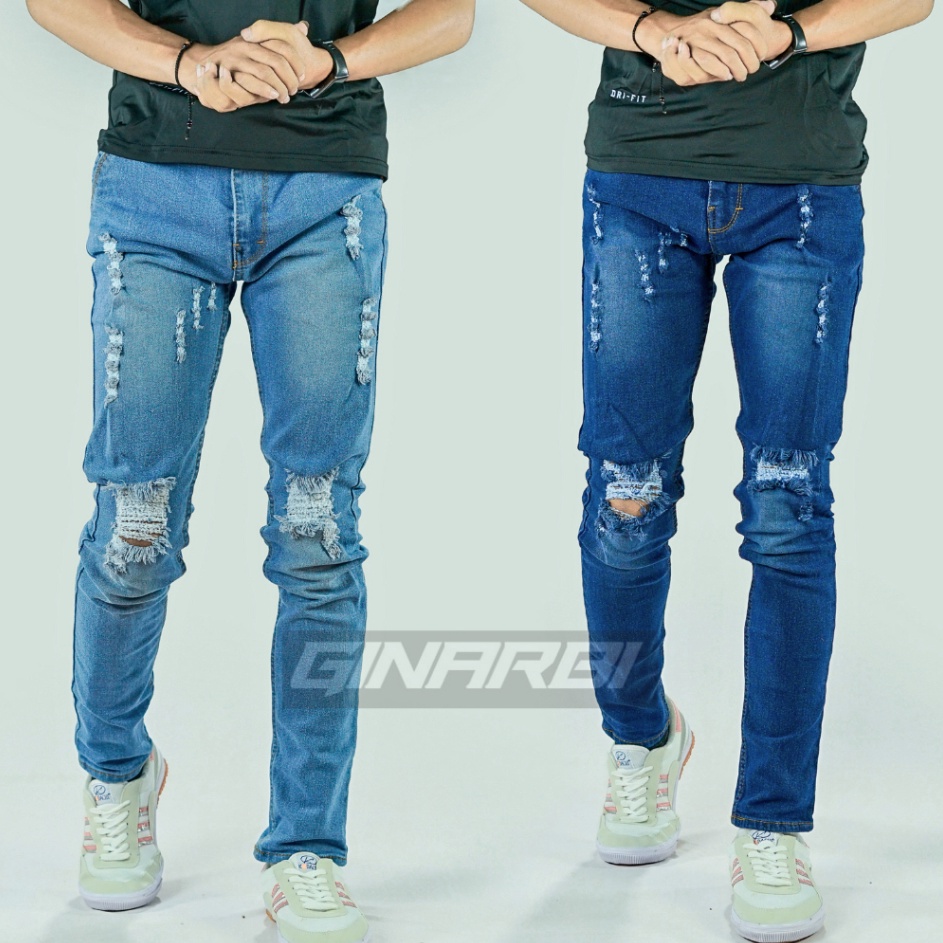 Celana Jeans sobek pria  Ripped Jeans  celana slim fit pria motif sobek ART YJ8