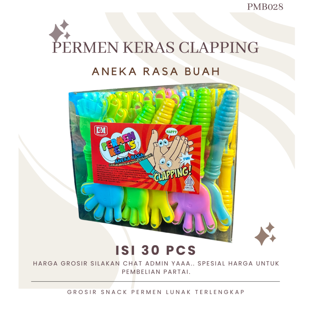 

Permen Clapping Isi 30 Pcs 1 Box Permen Tangan Hot Pop Candy Clapping Permen Lunak Import