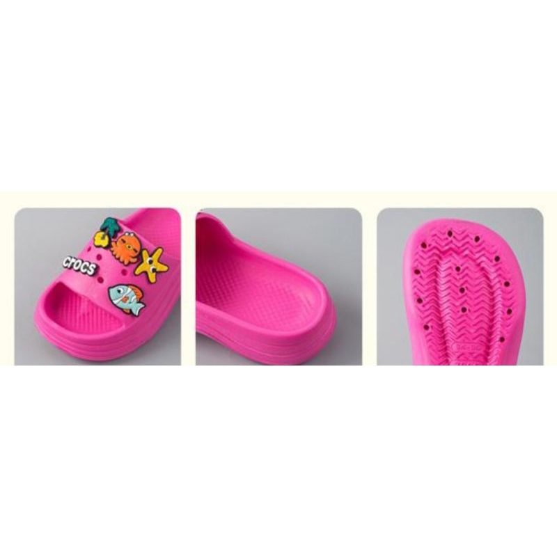 Sandal Fuji Anak Selop Sandal Couple Anak dan Bunda Jibbitz Karakter Crocs / Bear /Fish/Toy Story Im