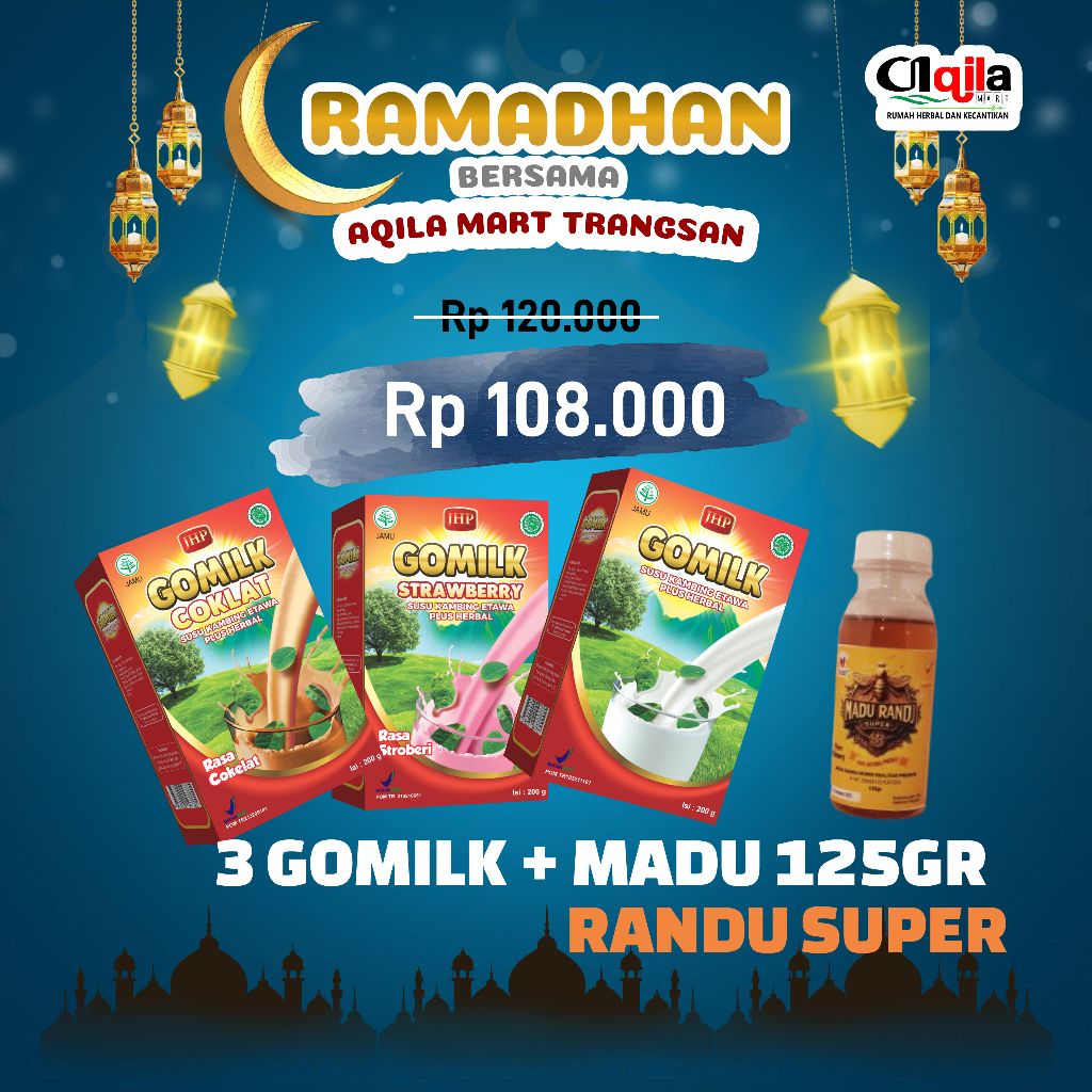 

3 Box Gomilk dan Madu Randu Super 125gr Ramadhan bersama Aqilamart Trangsan
