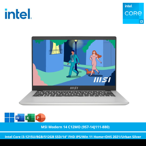 MSI Modern 14 C12MO (9S7-14J111-880) [Intel Core i3-1215U/8GB/512GB SSD/14″ FHD IPS/Win 11 Home+OHS 
