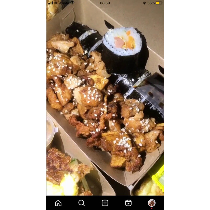 

Kimbab + Ayam Saos Pedas Manis ala Korea