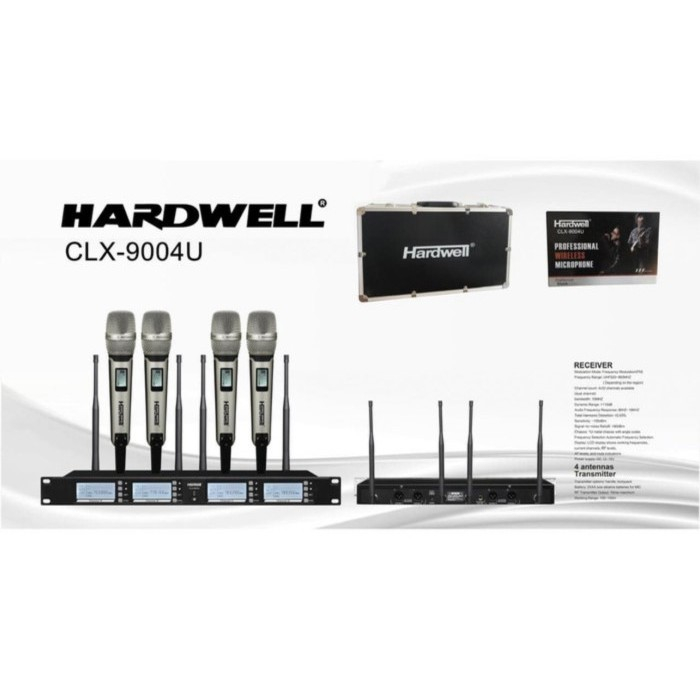 MIC WIRELESS HARDWELL CLX 9004 / CLX-9004 / CLX9004 FREE BATERAI DAN BUSA MIC GARANSI RESMI HARDWELL