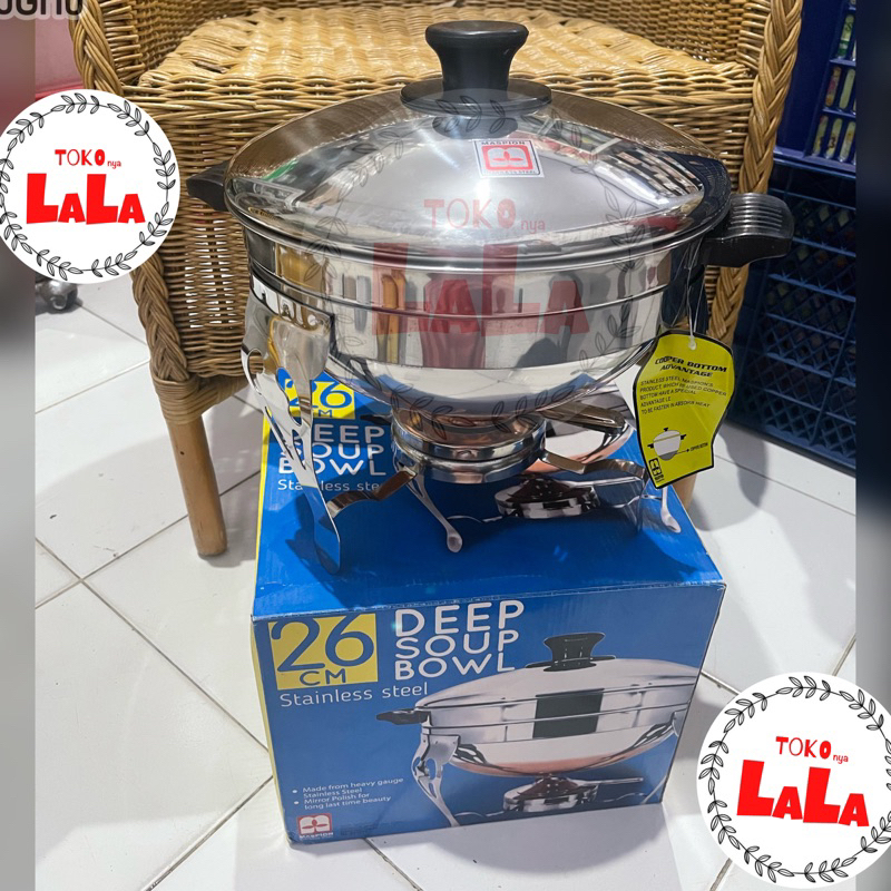 Deep Soup Bowl MAXIM 26 & 30 / Panci Prasmanan Maspion 26 cm / ASLI Bulat Kuah Stainless Steel Stenl