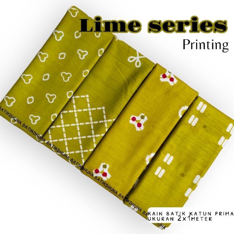kain batik katun halus warna lime lemon / kain jumputan etnik 2x1meter