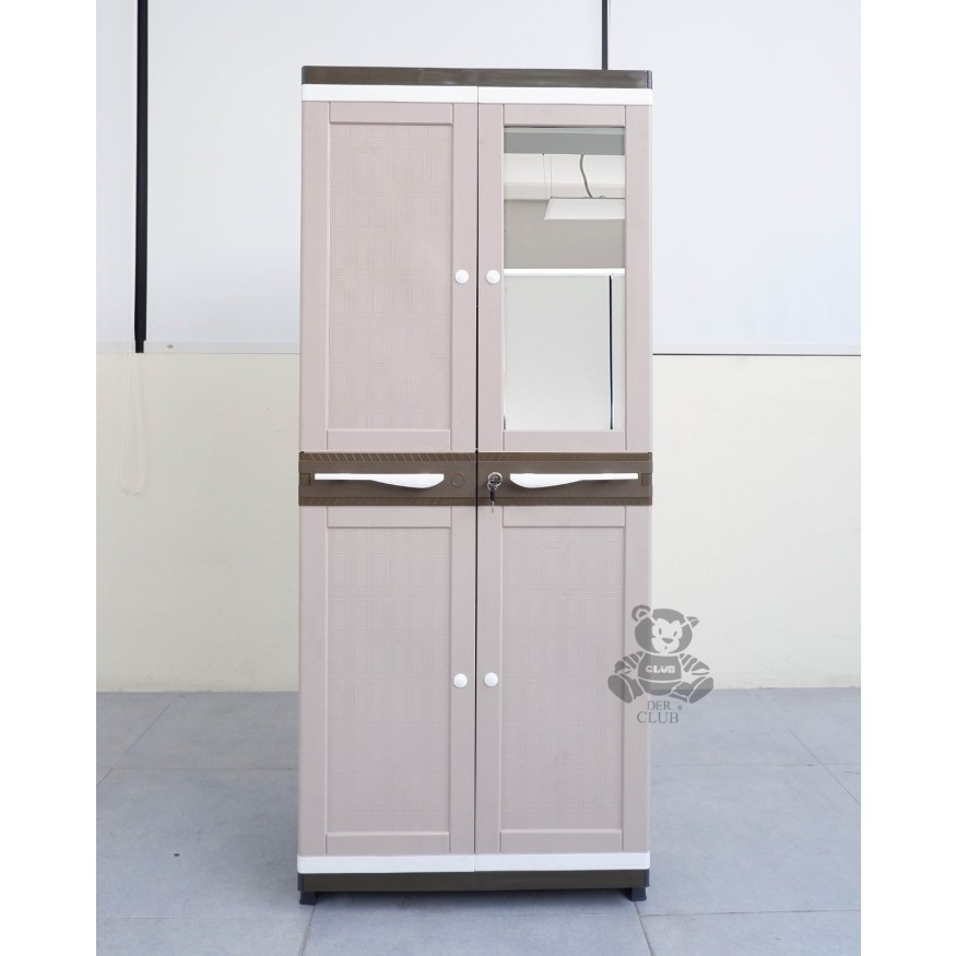 lemari pakaian plastik club justin ultra compact mirror kaca cermin | lemari plastik model full rak 