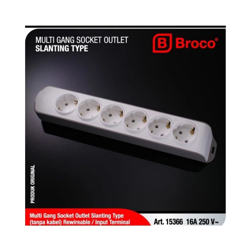 Stop Kontak Broco 6 Lubang Miring Non CP 15366