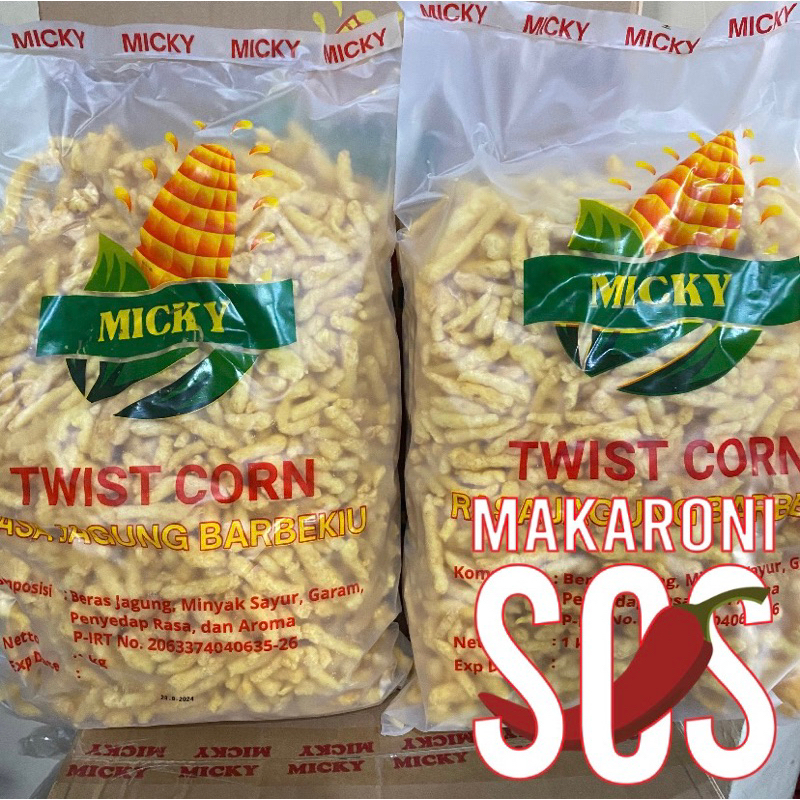 

Twist Corn Micky 1000gr | Jagung Barbekiu rasa bbq asin gurih