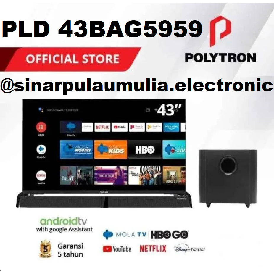 POLYTRON Full HD Smart Cinemax Soundbar Android TV 43 Inch - PLD 43BAG5959 / PLD 43 BAG 5959 / PLD43