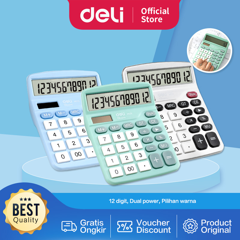 

Kalkulator Meja Desktop Calculator Deli EM221 12 Digit