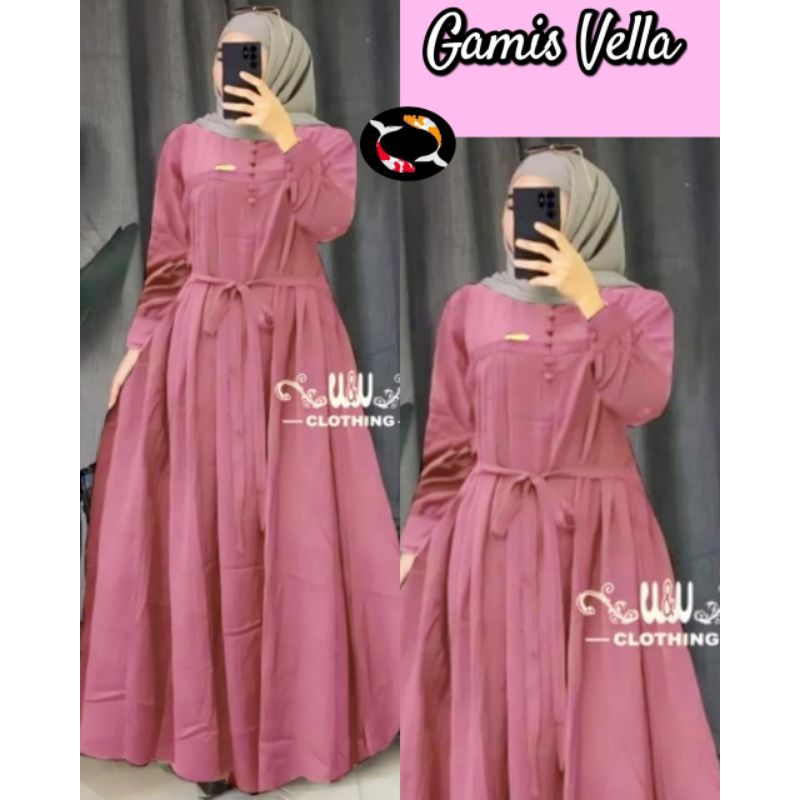 GAMIS WANITA VELLA CRINKLE MODEL TERBARU SUPER MEWAH/GAMIS WANITA IMPORT PREMIUM