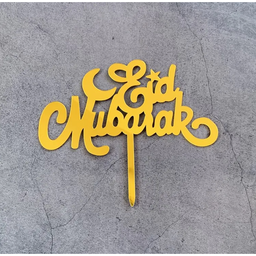 Cake Topper Eid Mubarak Akrilik Mirror Idul FItri Topper Kue Acrylic