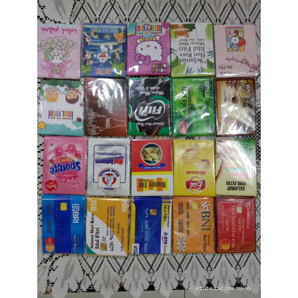 

10 Lembar Amplop Lebaran 2024 Siap Pakai / 20 pack amplop jadi Size Medium Motif ATM Amplop Snack Tempat Uang Lebaran