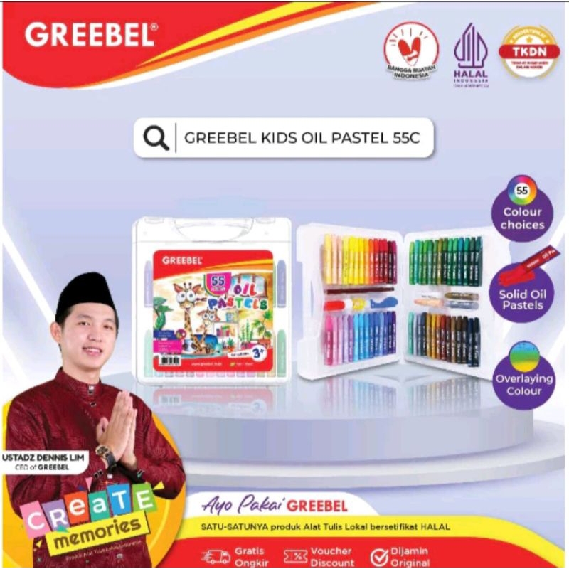 

Crayon pastel 55 warna greebel / oil pastel greebel 55 warna murah