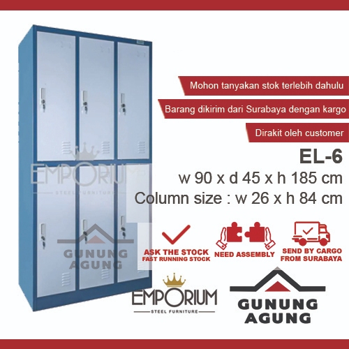 Loker Besi 6 Pintu Emporium EL-6 / Loker Karyawan 6 Pintu / Loker Besi Emporium / Loker 6 Pintu