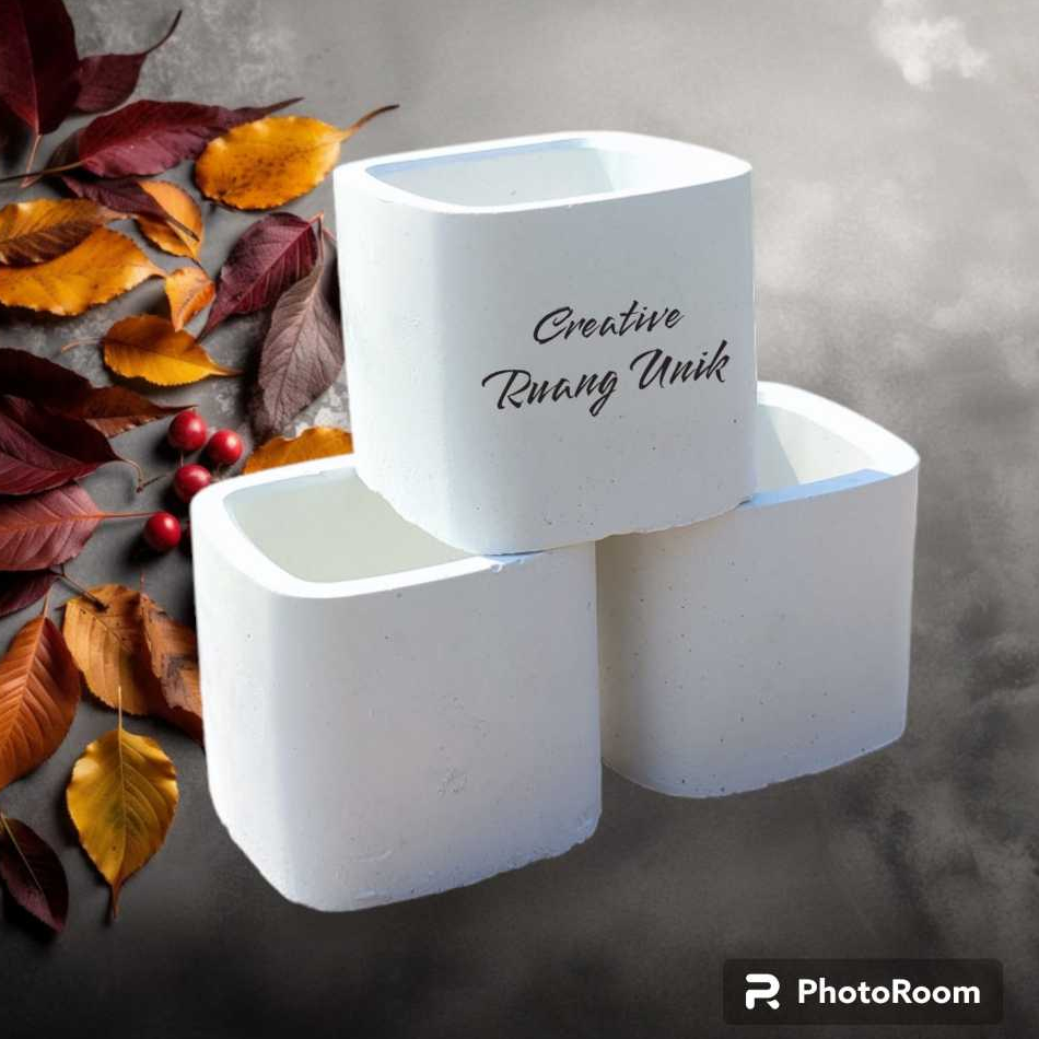 Pot Semen Mini Kotak - Pot Kaktus - Mini Concrete Planter - Pot Sukulen Kecil - Wadah Lilin