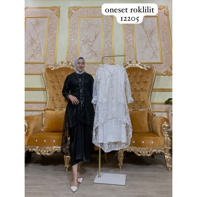 Oneset - Set outer tille dan rok lilit set kebaya outer Oneset baju kondangan