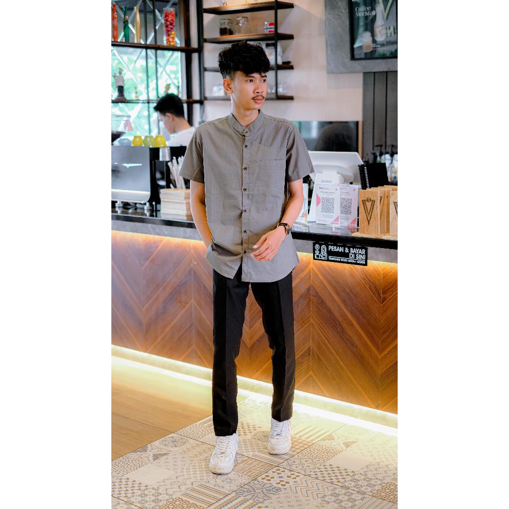 Kemeja Zisa Series Putih Basic Polos Premium / Kemeja Cowok Murah / Cuban Bowling Boxy Oversized Lin